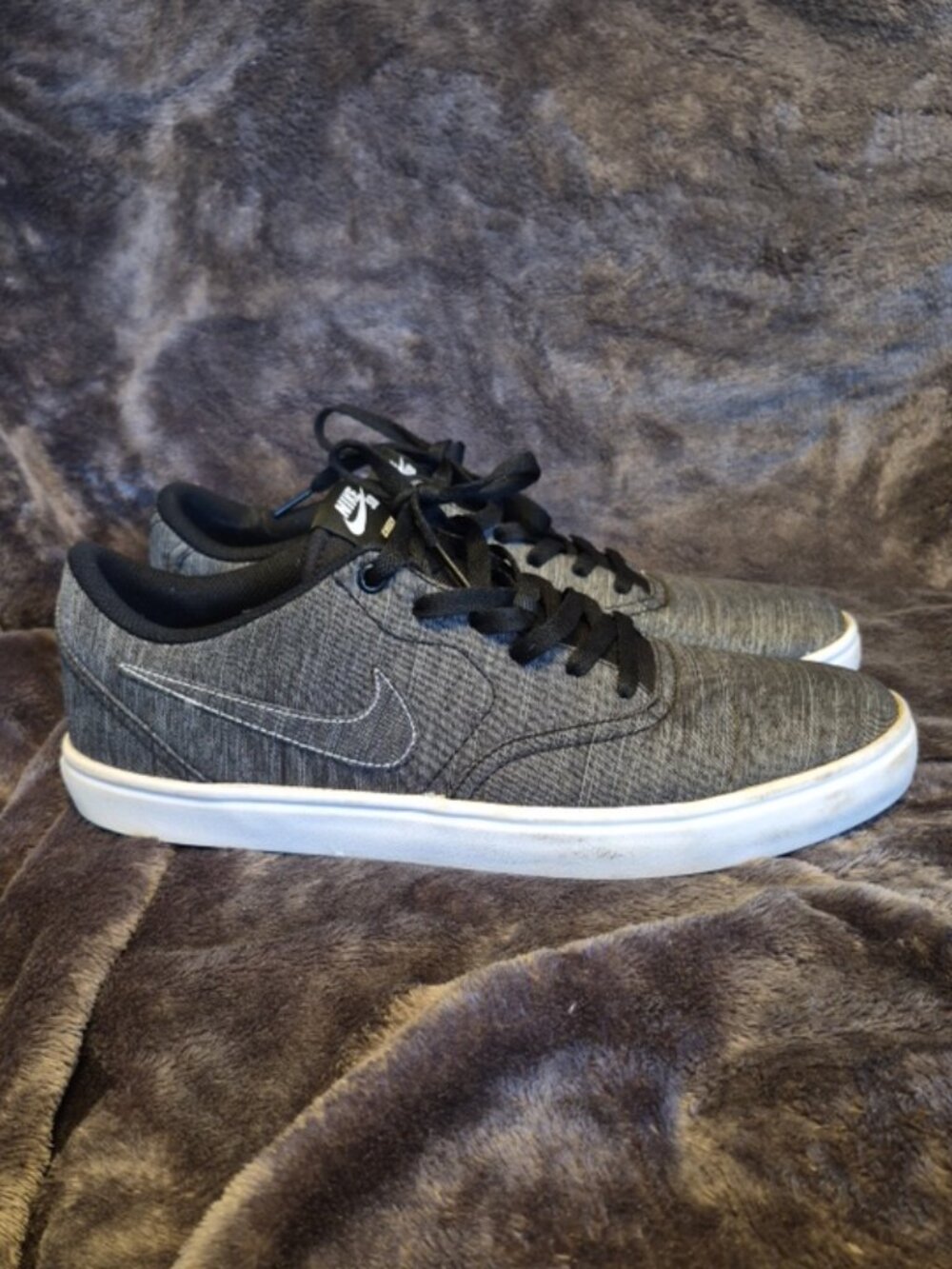 Nike SB Check Solar CNVS Black Gray Skate Shoes Men sz 11 844493-001
